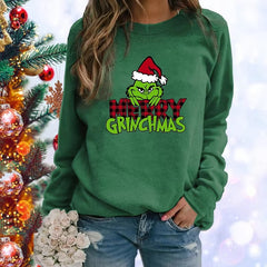 Casual Appliques Printed Pullover Long Sleeve Merry Christmas Sweatshirt