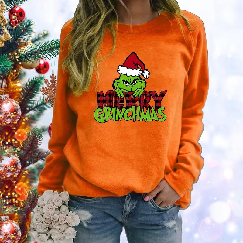 Casual Appliques Printed Pullover Long Sleeve Merry Christmas Sweatshirt