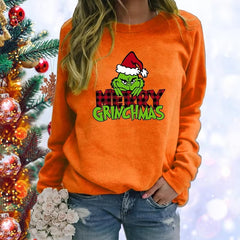 Casual Appliques Printed Pullover Long Sleeve Merry Christmas Sweatshirt