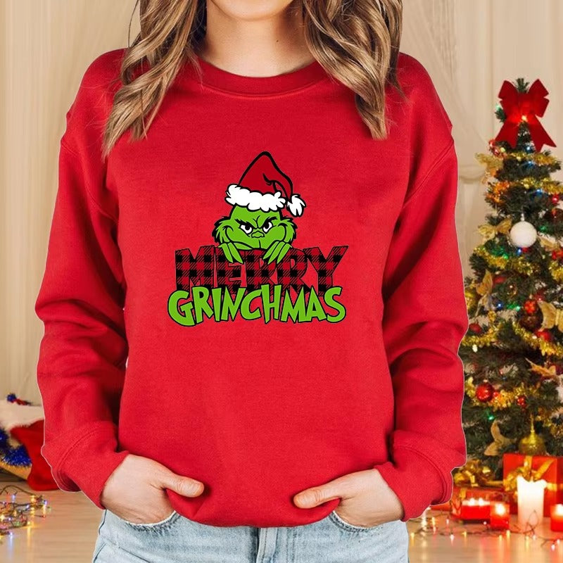 Casual Appliques Printed Pullover Long Sleeve Merry Christmas Sweatshirt