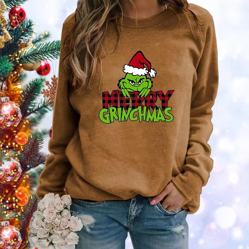 Casual Appliques Printed Pullover Long Sleeve Merry Christmas Sweatshirt
