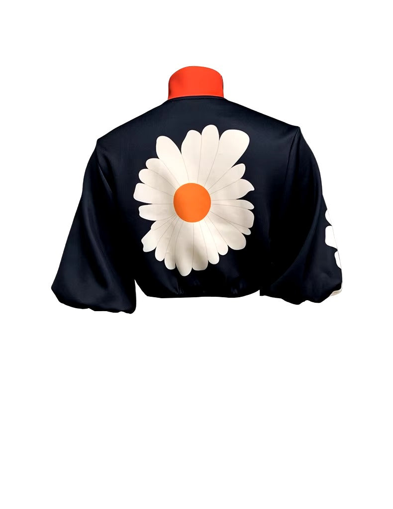 Casual Printed Zipper Fly Long Sleeve Jackets Outerwear