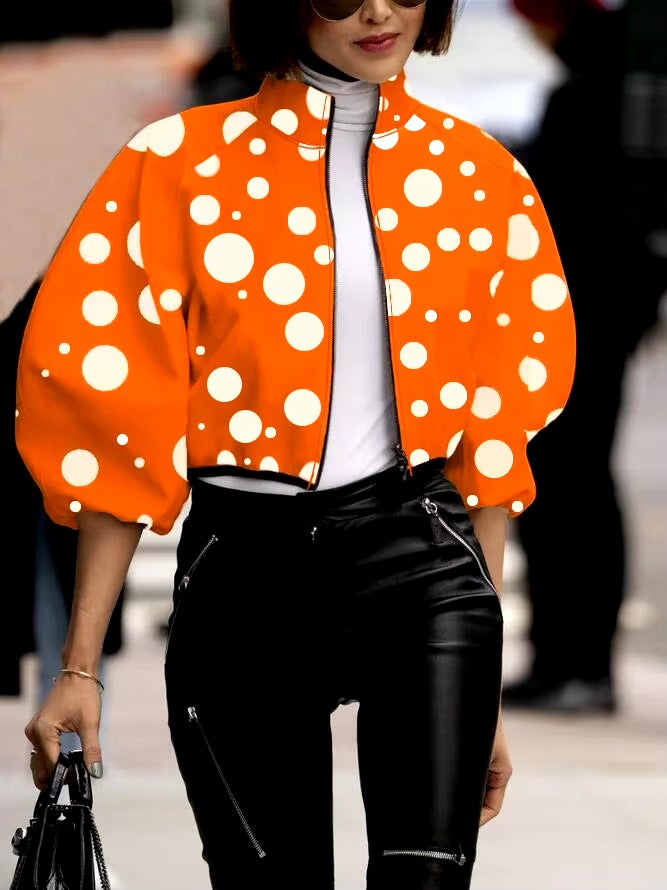 Casual Printed Zipper Fly Long Sleeve Jackets Streetwear