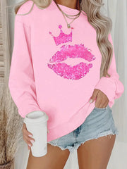 Casual Pullover O-Neck Unisex Kiss Print Full Sleeve Sweatshirt