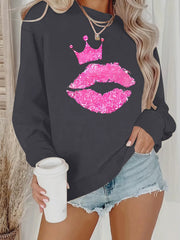 Casual Pullover O-Neck Unisex Kiss Print Full Sleeve Sweatshirt