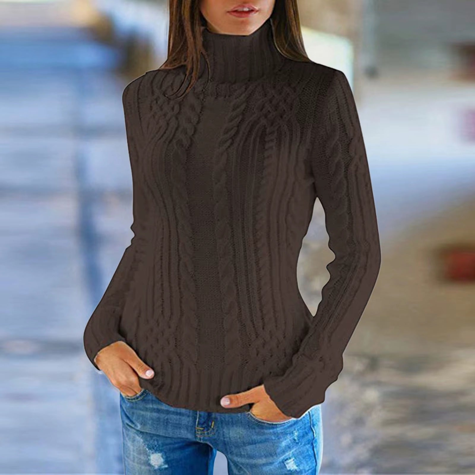 Casual Pullover Turtleneck Knitted Cashmere Sweater