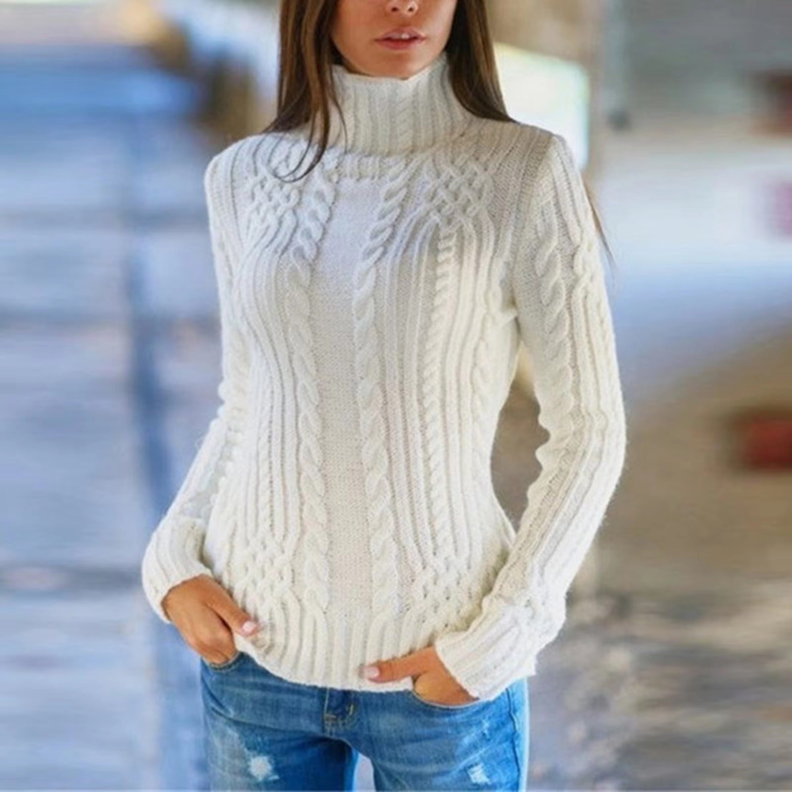 Casual Pullover Turtleneck Knitted Cashmere Sweater
