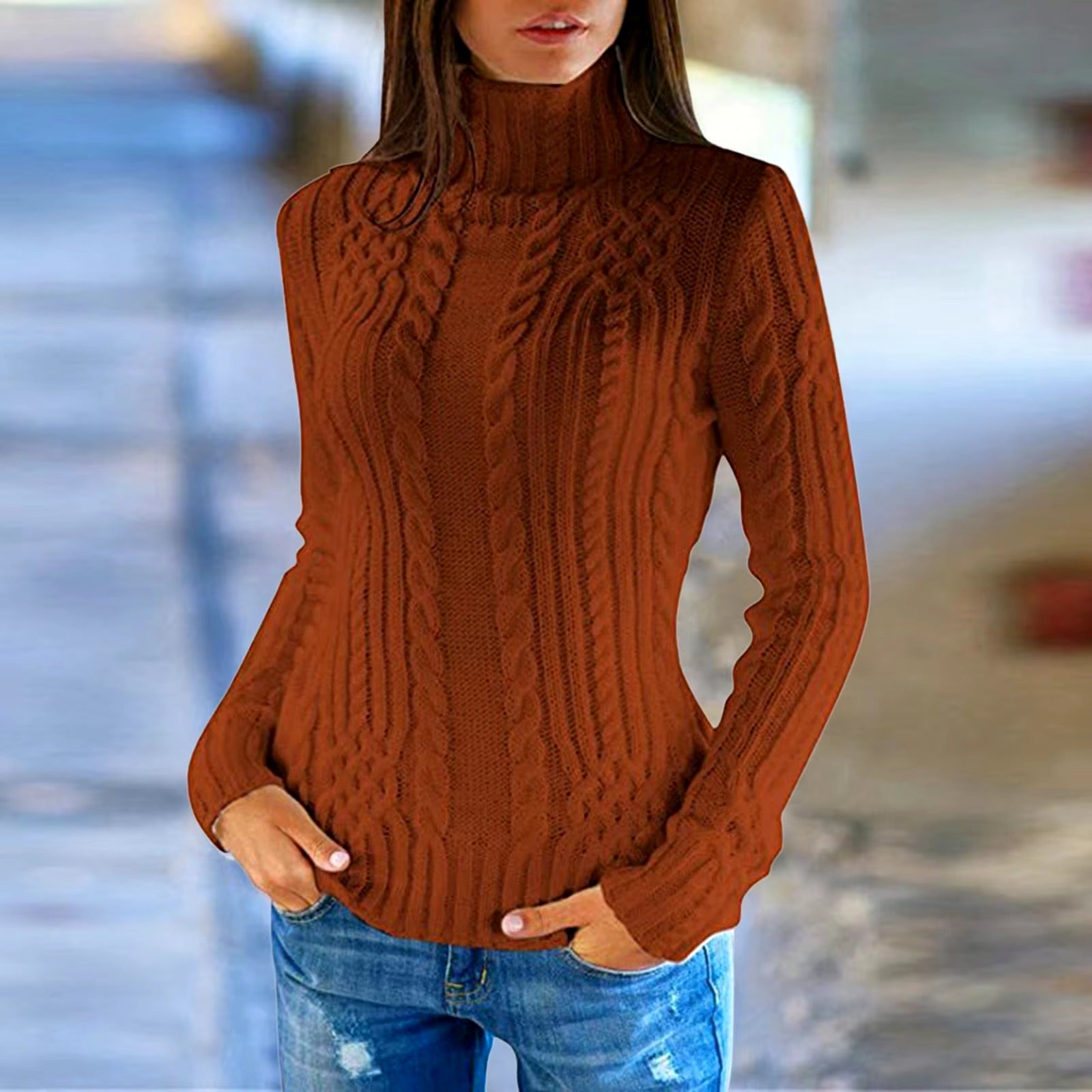 Casual Pullover Turtleneck Knitted Cashmere Sweater