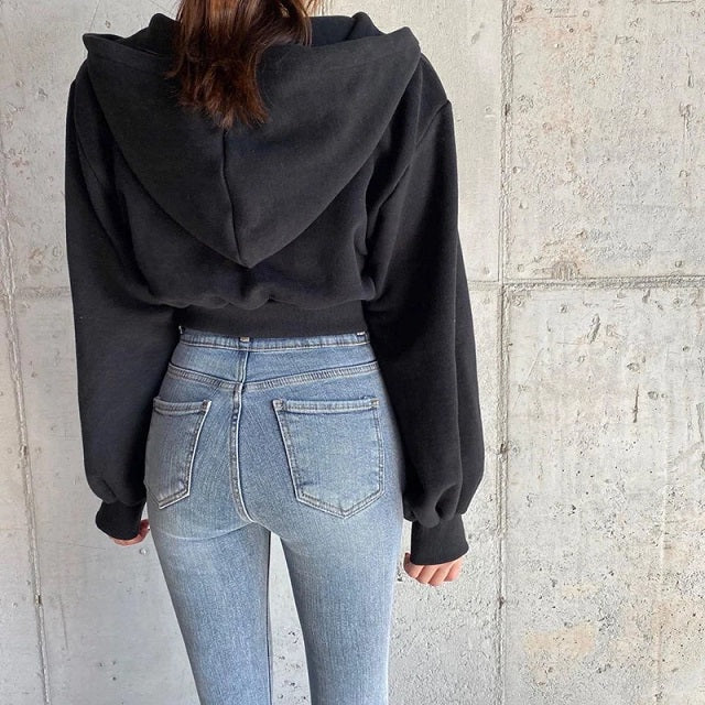 Casual Pullovers Cropped Hoodies Long Sleeve Sweatshirt Gothic Jacket Top