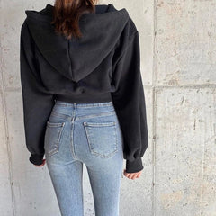 Casual Pullovers Cropped Hoodies Long Sleeve Sweatshirt Gothic Jacket Top
