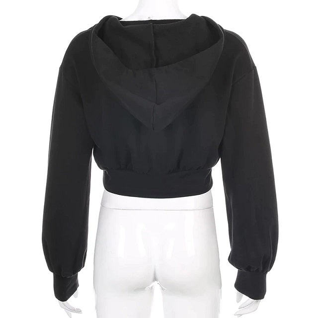 Casual Pullovers Cropped Hoodies Long Sleeve Sweatshirt Gothic Jacket Top
