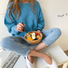 Casual Pullovers Loose Warm Minimalist Knitting Elegant Solid Sweaters