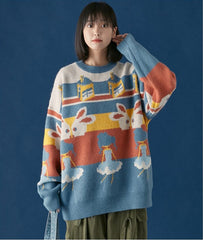 Casual Retro Funny Cartoon Jacquard Sweater