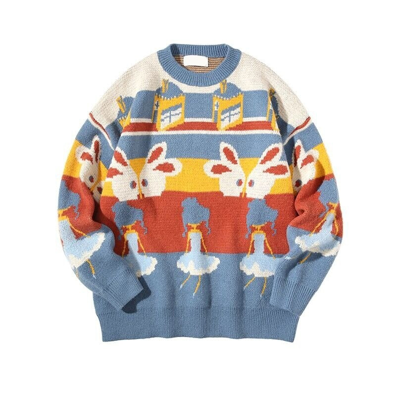 Casual Retro Funny Cartoon Jacquard Sweater