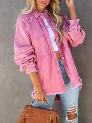 Casual Retro Solid Long Sleeve Turn Down Collar Button Outerwear Jacket