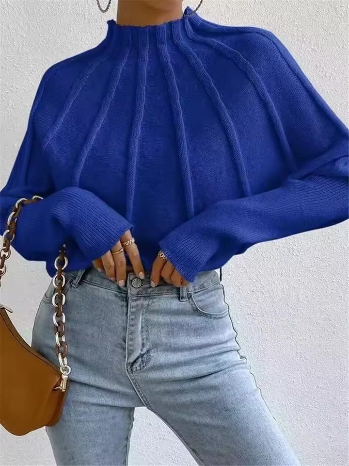 Casual Round Neck Knitted Pullover Long Sleeve Sweater