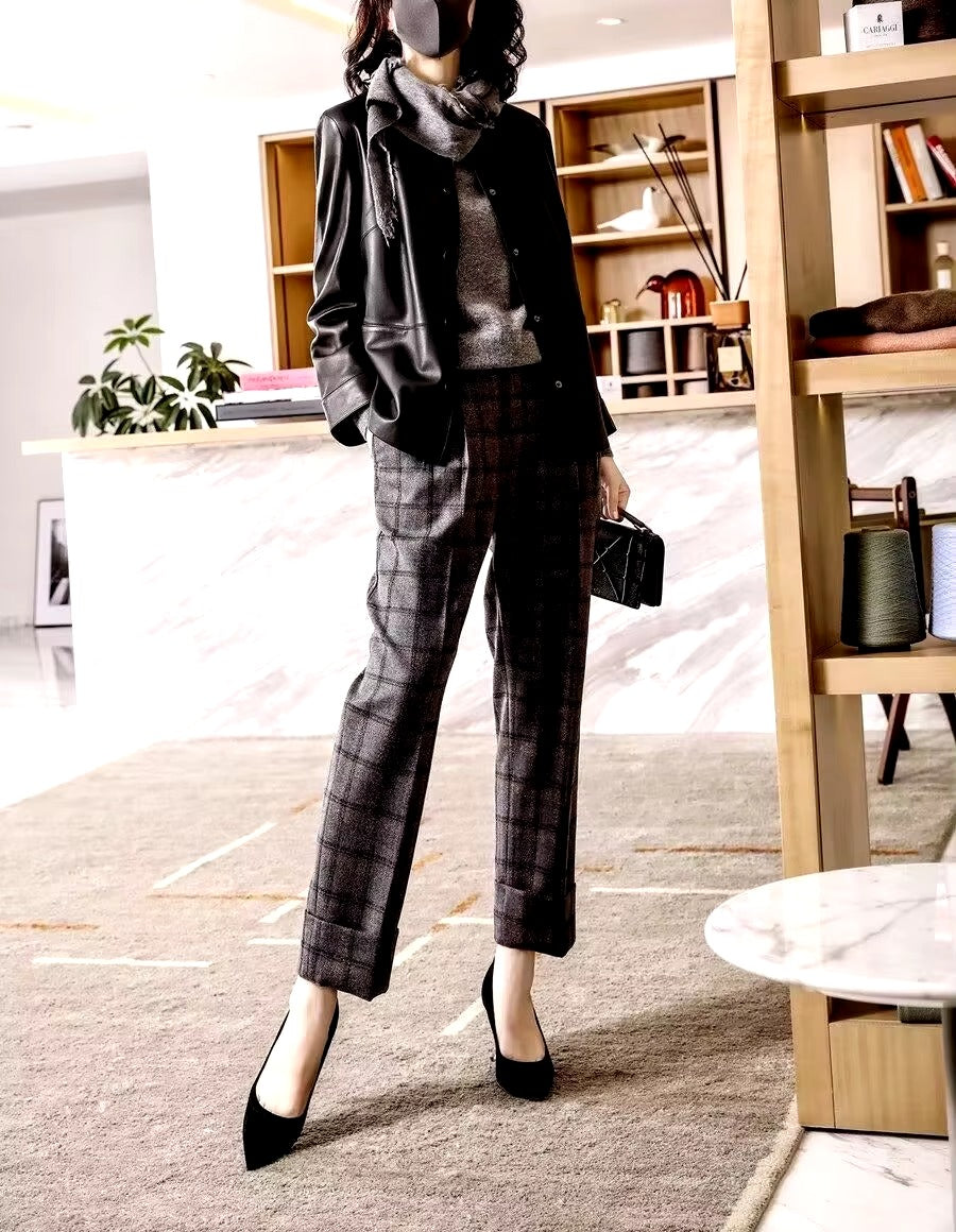 Casual Round Neck Leather Button Slimming Plus Size Streetwear Jacket