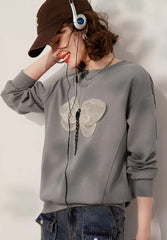 Casual Round Neck Long Sleeve 3D Dragonfly Sweatshirt