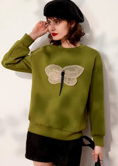 Casual Round Neck Long Sleeve 3D Dragonfly Sweatshirt