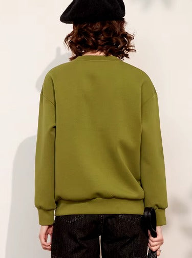 Casual Round Neck Long Sleeve 3D Dragonfly Sweatshirt