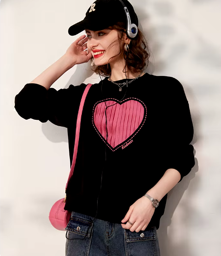 Casual Round Neck Long Sleeve Drop Shoulder Loose Sweatshirt