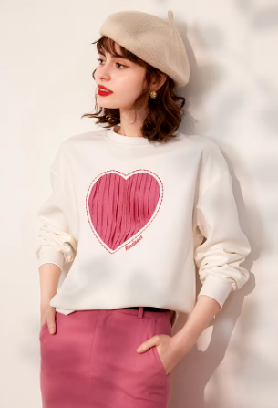 Casual Round Neck Long Sleeve Drop Shoulder Loose Sweatshirt