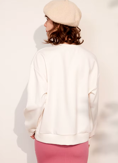 Casual Round Neck Long Sleeve Drop Shoulder Loose Sweatshirt