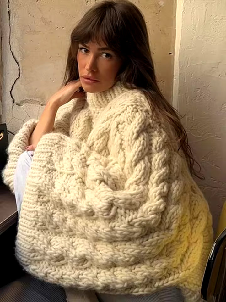 Casual Round Neck Oversize Knit Pullover Loose Sweater