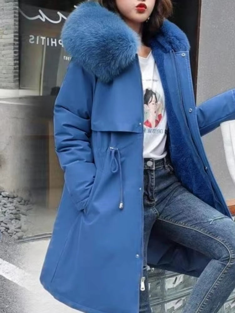 Casual Sashes Fleece Hodded Padded Loose Coats