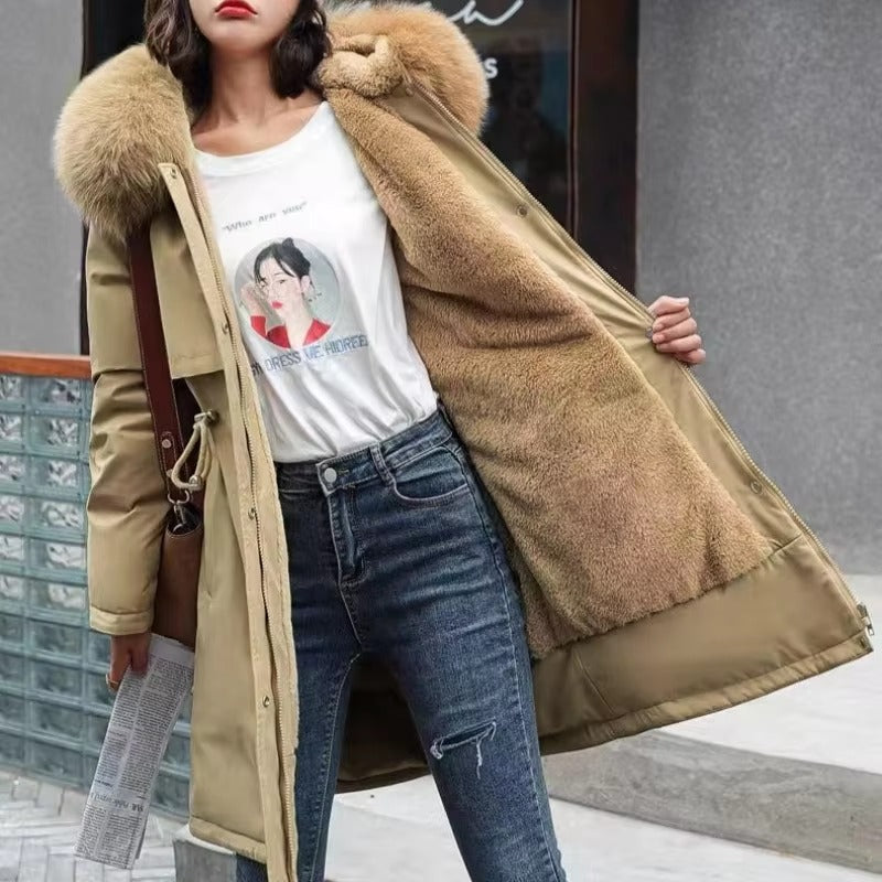 Casual Sashes Fleece Hodded Padded Loose Coats
