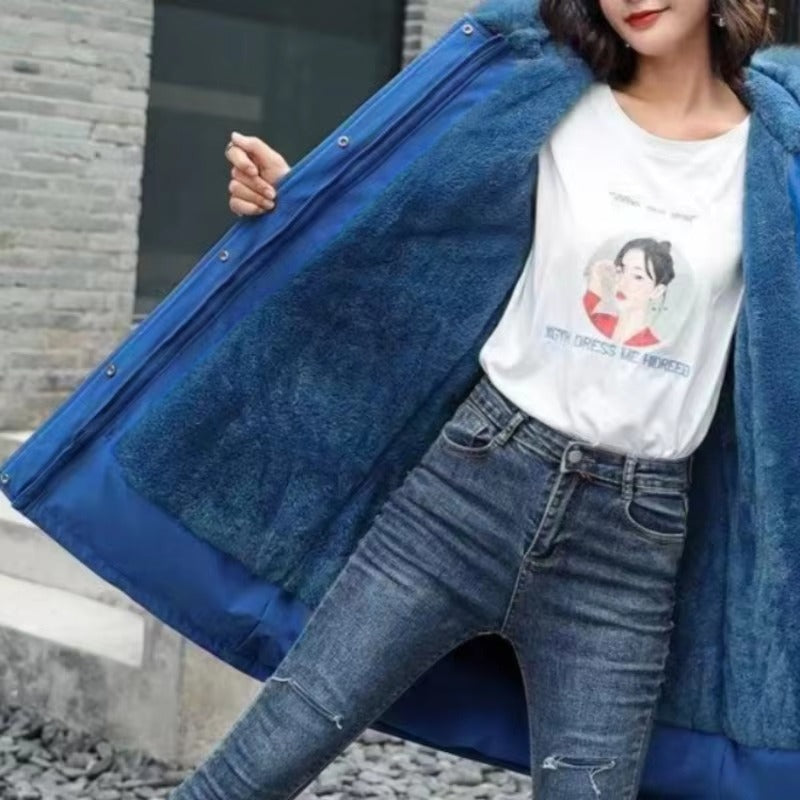 Casual Sashes Fleece Hodded Padded Loose Coats