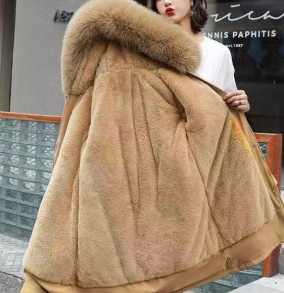 Casual Sashes Fleece Hodded Padded Loose Coats