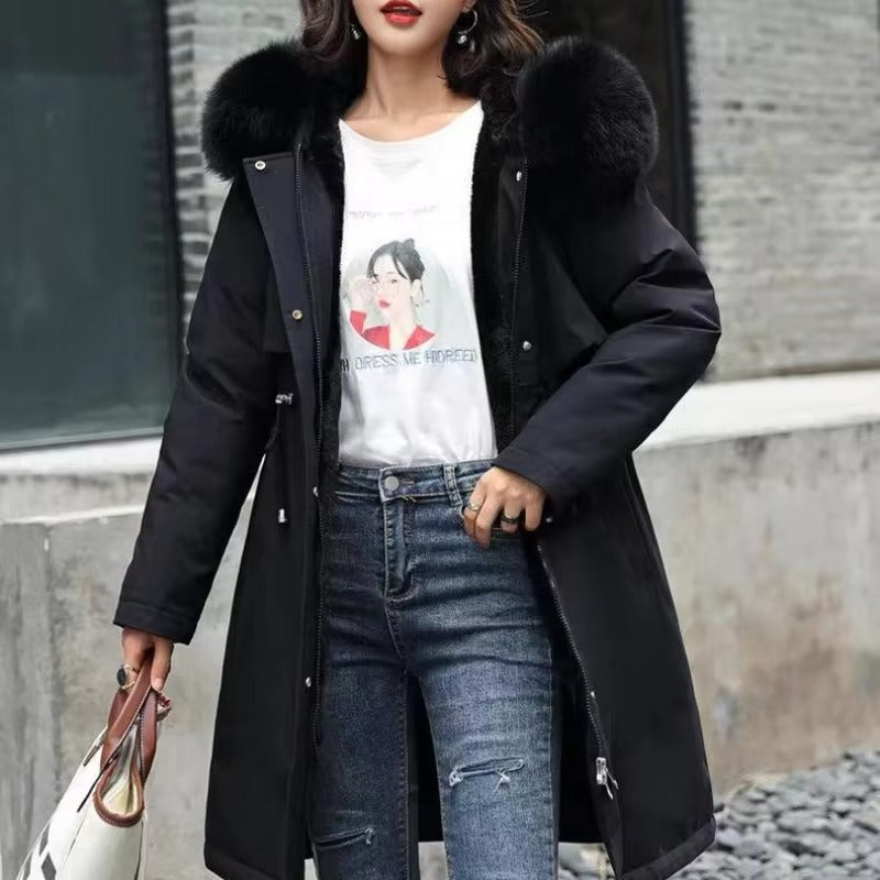 Casual Sashes Fleece Hodded Padded Loose Coats