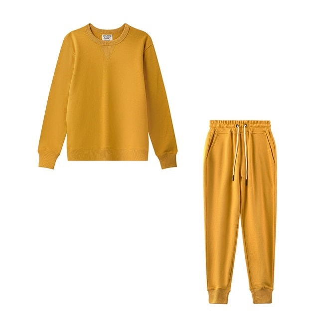 Casual Sets O Neck Waist Drawstring Pants Basic Sweatshirts Suits