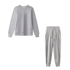 Casual Sets O Neck Waist Drawstring Pants Basic Sweatshirts Suits