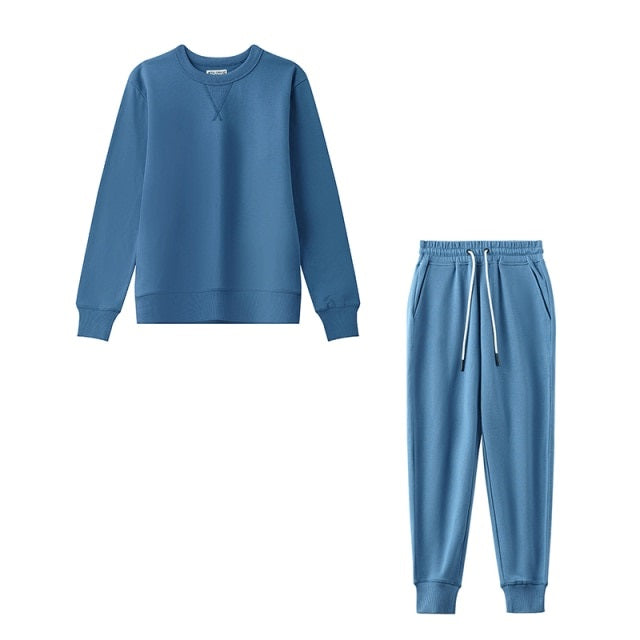 Casual Sets O Neck Waist Drawstring Pants Basic Sweatshirts Suits
