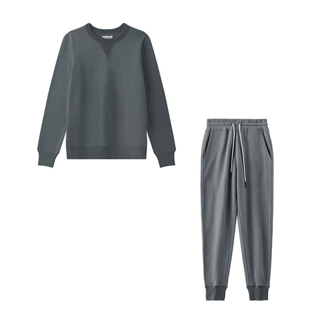 Casual Sets O Neck Waist Drawstring Pants Basic Sweatshirts Suits