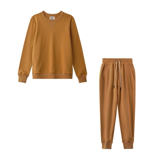 Casual Sets O Neck Waist Drawstring Pants Basic Sweatshirts Suits