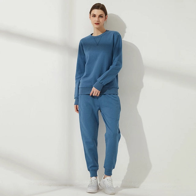 Casual Sets O Neck Waist Drawstring Pants Basic Sweatshirts Suits