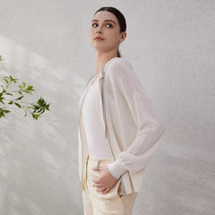 Casual Silk Knitted Hooded Long Sleeved High Quality Single Breasted Sweater