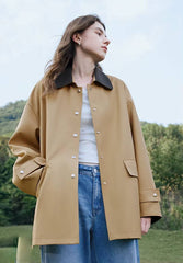 Casual Single Breasted Contrasting Color Splicing Cardigan Jacket