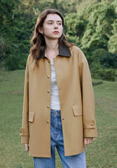 Casual Single Breasted Contrasting Color Splicing Cardigan Jacket