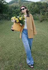 Casual Single Breasted Contrasting Color Splicing Cardigan Jacket