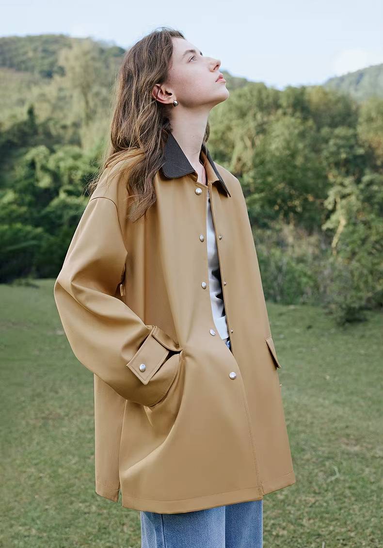 Casual Single Breasted Contrasting Color Splicing Cardigan Jacket
