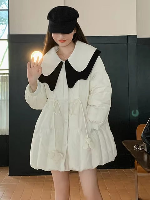 Casual Single Breasted Patchwork Design Drawstring Gathered Waist Pockets Jackets