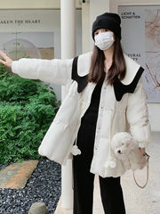 Casual Single Breasted Patchwork Design Drawstring Gathered Waist Pockets Jackets