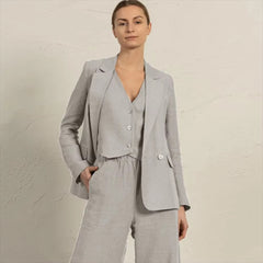 Casual Single Breasted Notched Pockets Peak Lapel Slim Fit Office Daily 3 Piece Suits