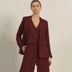 Casual Single Breasted Notched Pockets Peak Lapel Slim Fit Office Daily 3 Piece Suits