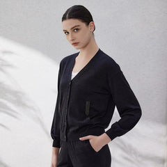 Casual Solid Beading Full Sleeve Clothing Silk Wool Knitted Sweater