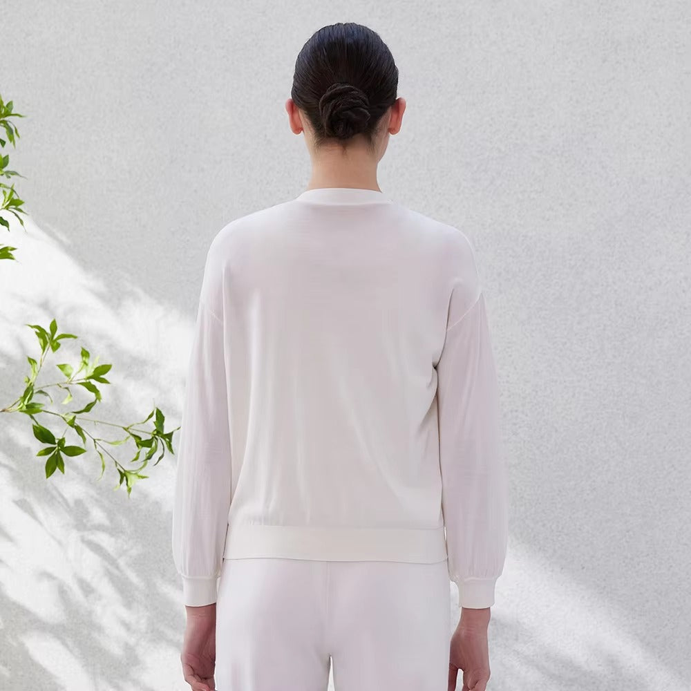 Casual Solid Beading Full Sleeve Clothing Silk Wool Knitted Sweater
